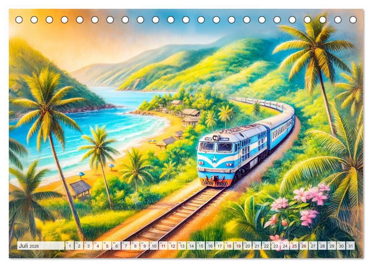 Produktbild: Faszination Eisenbahn - Lokomotiven und Landschaften der Welt (Tischkalender 2026 DIN A5 quer), CALVENDO Monatskalender