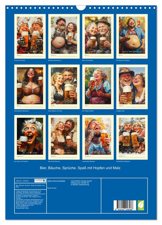 Produktbild: Bier, B&auml;uche, Spr&uuml;che. Spa&szlig; mit Hopfen und Malz (Wandkalender 2026 DIN A3 hoch), CALVENDO Monatskalender