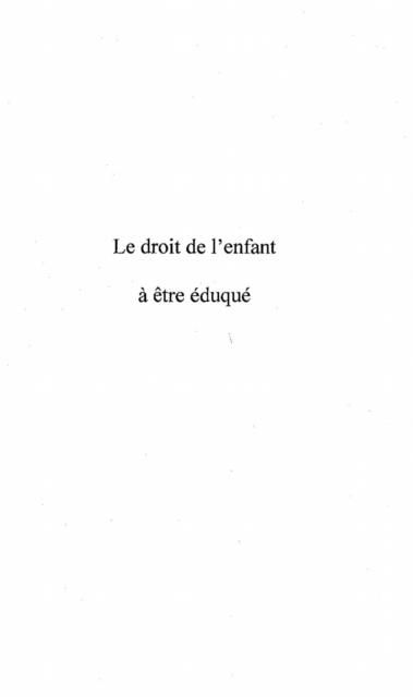 Produktbild: Le Droit De L'enfant a Etre Eduque