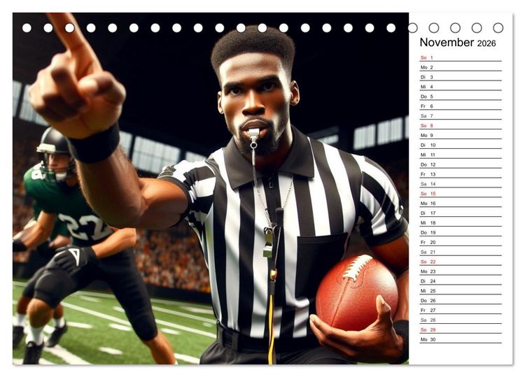 Produktbild: American Football - Durch KI-Technologie zum Leben erweckte Momente (Tischkalender 2026 DIN A5 quer), CALVENDO Monatskalender