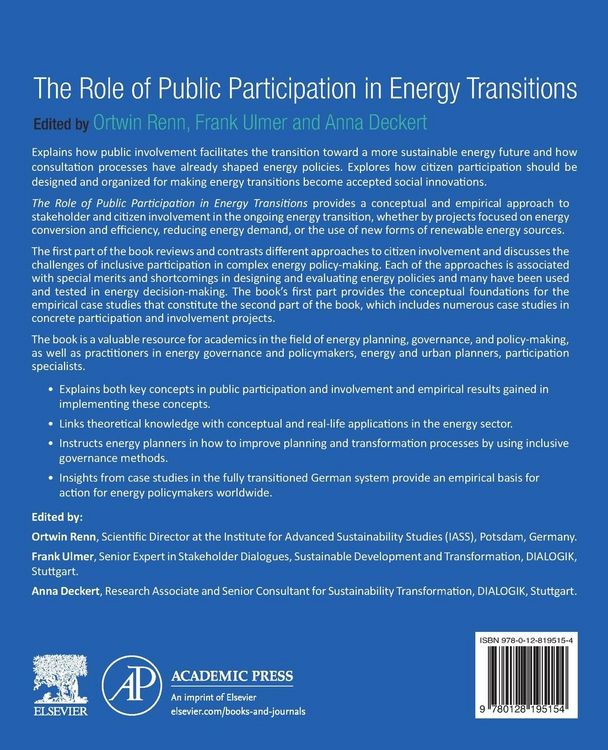 Produktbild: The Role of Public Participation in Energy Transitions