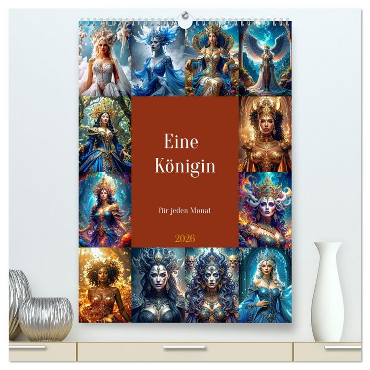 Produktbild: Eine K&ouml;nigin f&uuml;r jeden Monat (hochwertiger Premium Wandkalender 2026 DIN A2 hoch), Kunstdruck in Hochglanz