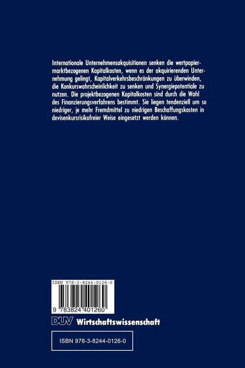 Produktbild: Kapitalkosten und internationale Unternehmensakquisition