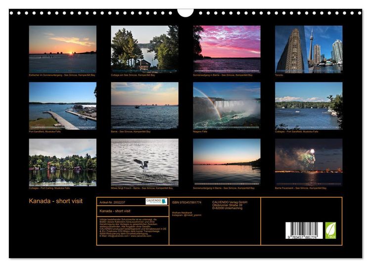 Produktbild: Kanada - short visit (Wandkalender 2026 DIN A3 quer), CALVENDO Monatskalender