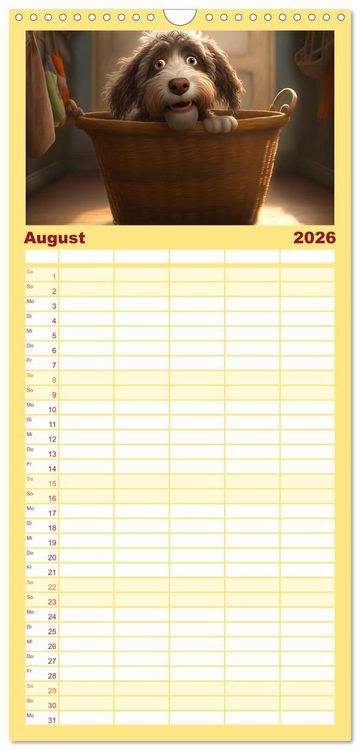 Produktbild: Familienplaner 2026 - Comic Hunde mit 5 Spalten (Wandkalender, 21 x 45 cm) CALVENDO