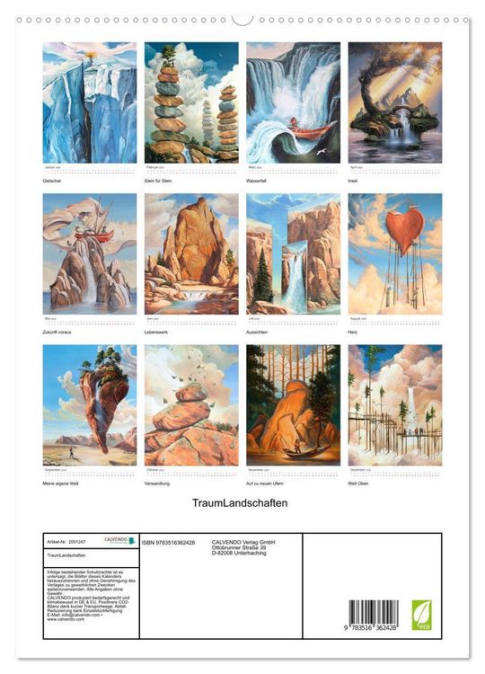 Produktbild: TraumLandschaften (Wandkalender 2026 DIN A2 hoch), CALVENDO Monatskalender