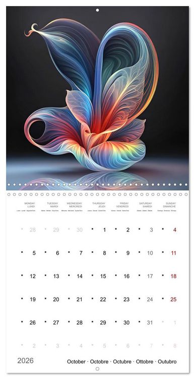 Produktbild: Fleurs en verre color&eacute; (Calendrier mural carr&eacute; 2026 30x30 cm) Calendrier double avec une page pour vos prises de notes