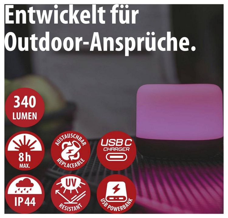Produktbild: Brennenstuhl 1173740009 RGB GL 100 ASR LED Camping-Leuchte 340 lm akkubetrieben, solarbetrieben 0.41 kg Schwarz