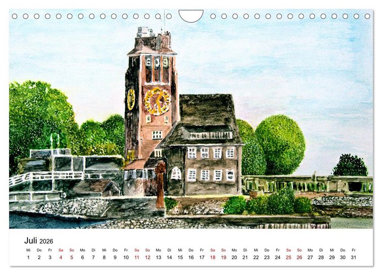 Produktbild: Hamburg in stillen Aquarellen (Wandkalender 2026 DIN A4 quer), CALVENDO Monatskalender