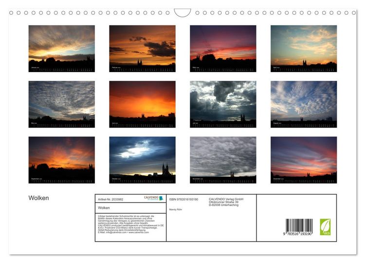 Produktbild: Wolken (Wandkalender 2026 DIN A3 quer), CALVENDO Monatskalender