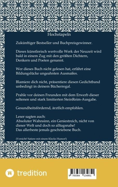Produktbild: Die 10 Gedichte Kunst Poesie Irgendwas Lyrik Klecks Humor Satire Lebensgeschichten gedichtete Geschichten Erlebnisbuch must have