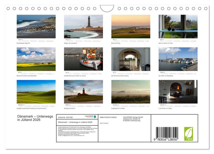 Produktbild: D&auml;nemark &ndash; Unterwegs in J&uuml;tland 2026 (Wandkalender 2026 DIN A4 quer), CALVENDO Monatskalender