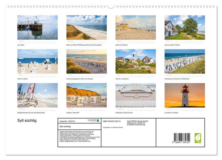 Produktbild: Sylt s&uuml;chtig (hochwertiger Premium Wandkalender 2026 DIN A2 quer), Kunstdruck in Hochglanz