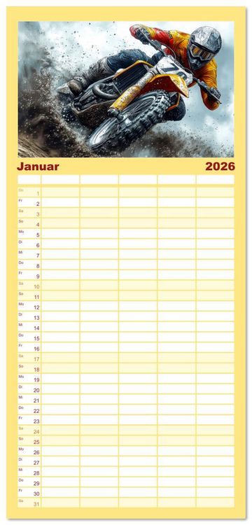 Produktbild: Familienplaner 2026 - Motocross - Highspeed durch das Jahr mit 5 Spalten (Wandkalender, 21 x 45 cm) CALVENDO