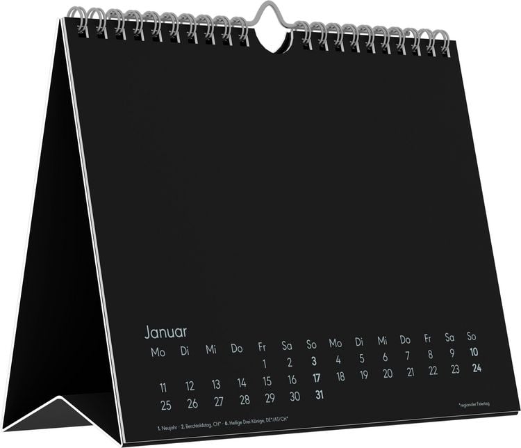 Produktbild: Kreativkalender Tischaufsteller quer schwarz 2027