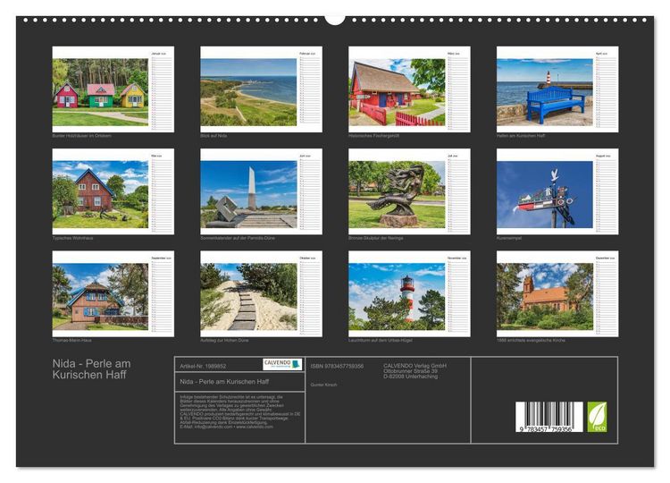 Produktbild: Nida - Perle am Kurischen Haff (hochwertiger Premium Wandkalender 2026 DIN A2 quer), Kunstdruck in Hochglanz