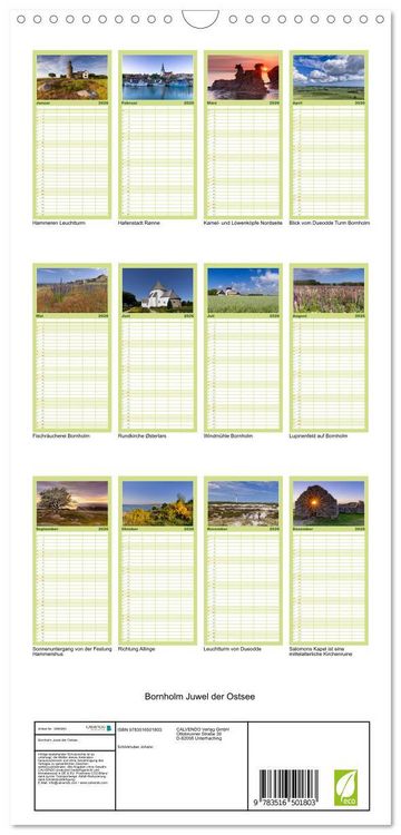 Produktbild: Familienplaner 2026 - Bornholm Juwel der Ostsee mit 5 Spalten (Wandkalender, 21 x 45 cm) CALVENDO
