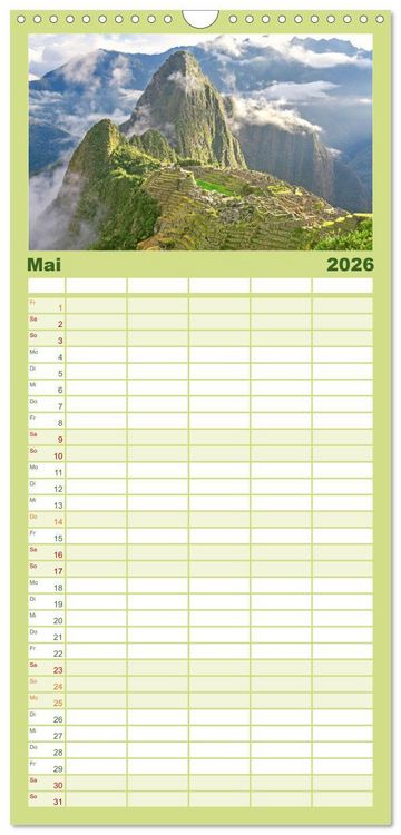 Produktbild: Familienplaner 2026 - Alte Kulturen Mittel- und S&uuml;damerikas: Versunkene Welten mit 5 Spalten (Wandkalender, 21 x 45 cm) CALVENDO