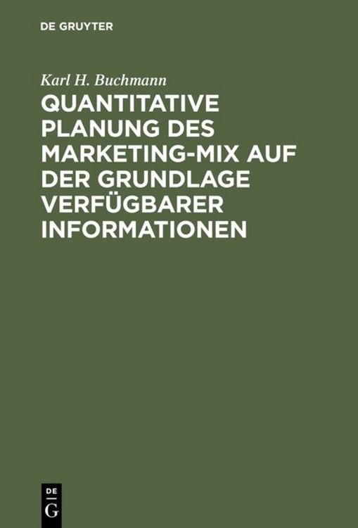Produktbild: Quantitative Planung des Marketing-Mix auf der Grundlage verf&uuml;gbarer Informationen