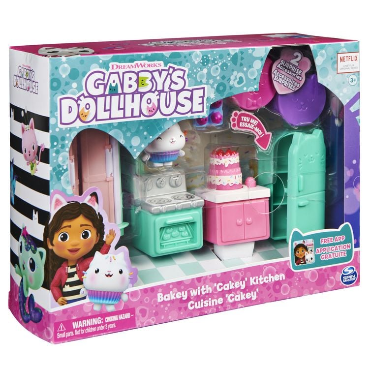 Produktbild: Gabby&lsquo;s Dollhouse Deluxe Raum, Bakey with Cakey, K&uuml;che mit Kuchi (engl. Cakey), M&ouml;belst&uuml;cken und thematischem Zubeh&ouml;r