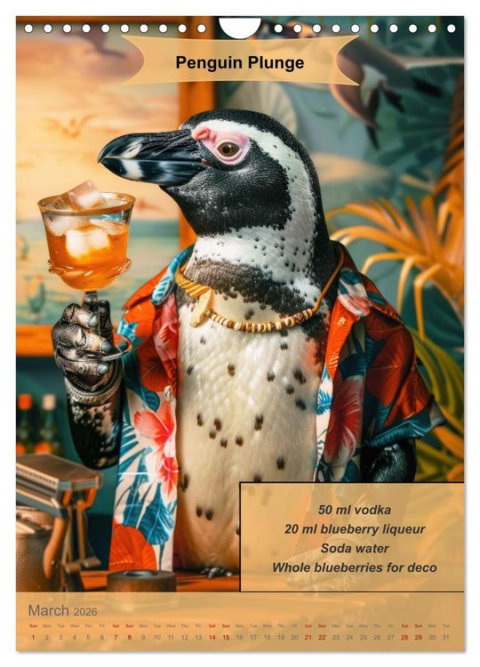 Produktbild: Animal cocktail creations for bartenders (Wall Calendar 2026 DIN A4 portrait), CALVENDO 12 Month Wall Calendar
