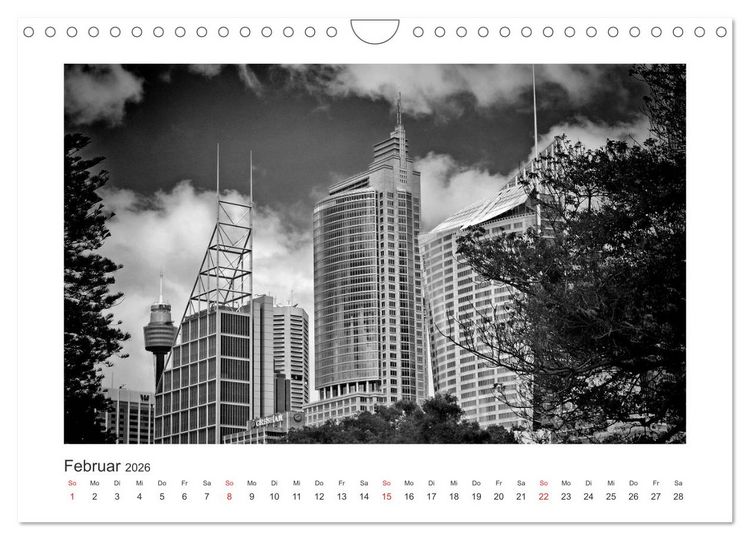 Produktbild: SYDNEY Monochrom (Wandkalender 2026 DIN A4 quer), CALVENDO Monatskalender
