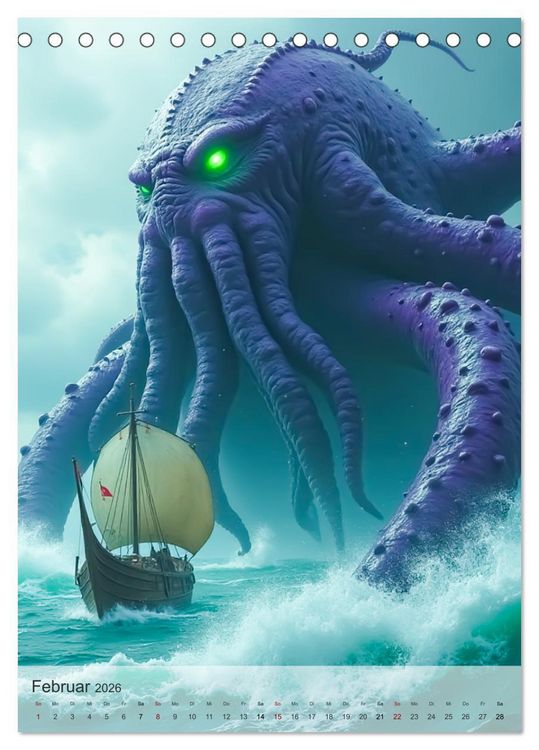 Produktbild: Nordische Mythologie - G&ouml;tter, Helden und Monster (Tischkalender 2026 DIN A5 hoch), CALVENDO Monatskalender