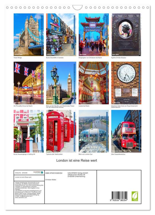 Produktbild: London ist eine Reise wert (Wandkalender 2026 DIN A3 hoch), CALVENDO Monatskalender