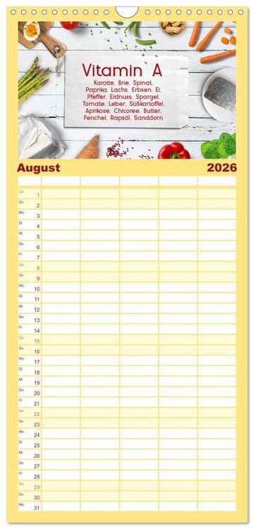 Produktbild: Familienplaner 2026 - Vitalstoffe - fit essen mit 5 Spalten (Wandkalender, 21 x 45 cm) CALVENDO