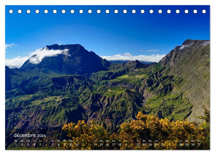 Produktbild: La R&egrave;union - C&ocirc;tes fantastiques et paysage montagneux (Calendrier de bureau 2026 DIN A5 vertical), CALVENDO calendrier mensuel