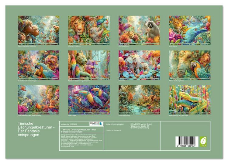Produktbild: Tierische Dschungelkreaturen - Der Fantasie entsprungen (hochwertiger Premium Wandkalender 2026 DIN A2 quer), Kunstdruck in Hochglanz