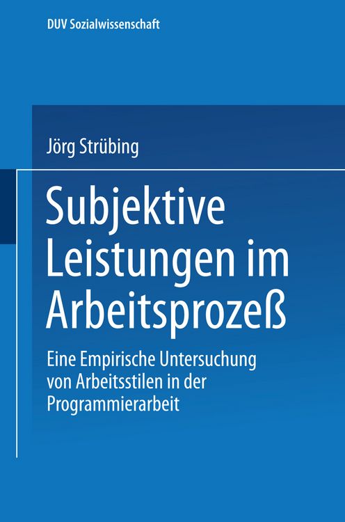 Produktbild: Subjektive Leistungen im Arbeitsproze&szlig;