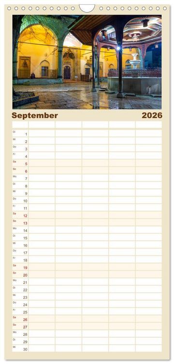 Produktbild: Familienplaner 2026 - Sarajevo - Vielf&auml;ltige Hauptstadt von Bosnien und Herzegowina mit 5 Spalten (Wandkalender, 21 x 45 cm) CALVENDO
