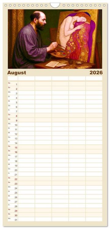 Produktbild: Familienplaner 2026 - Gustav Klimt. Sein Leben, seine Kunstwerke mit 5 Spalten (Wandkalender, 21 x 45 cm) CALVENDO