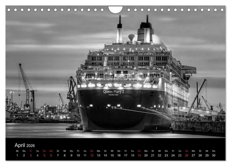 Produktbild: Hamburg monochrome Impressionen (Wandkalender 2026 DIN A4 quer), CALVENDO Monatskalender
