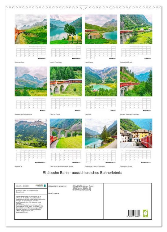 Produktbild: Rh&auml;tische Bahn - aussichtsreiches Bahnerlebnis (Wandkalender 2026 DIN A2 hoch), CALVENDO Monatskalender
