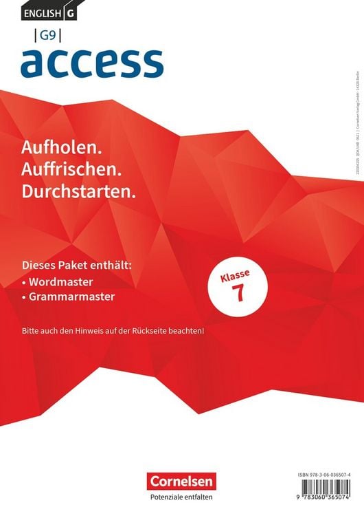 Produktbild: English G Access - G9 - Band 3: 7. Schuljahr - Wordmaster und Grammarmaster (Im Paket)