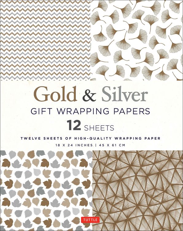 Produktbild: Gold & Silver Gift Wrapping Papers - 12 Sheets