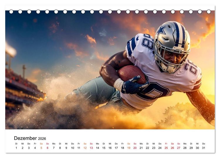 Produktbild: American Football - Touchdown durchs Jahr (Tischkalender 2026 DIN A5 quer), CALVENDO Monatskalender