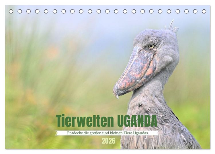 Produktbild: Tierwelten UGANDA (Tischkalender 2026 DIN A5 quer), CALVENDO Monatskalender