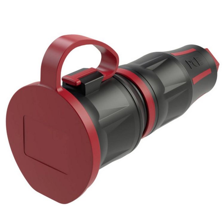 Produktbild: PC Electric 24711-sr Schutzkontaktkupplung Gummi, PA6 250V Schwarz, Rot IP54