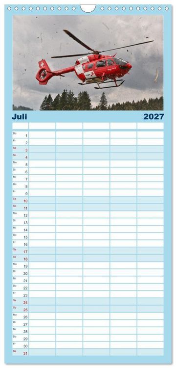 Produktbild: Familienplaner 2027 - Die beeindruckende Welt der Hubschrauber mit 5 Spalten (Wandkalender, 21 x 45 cm) CALVENDO