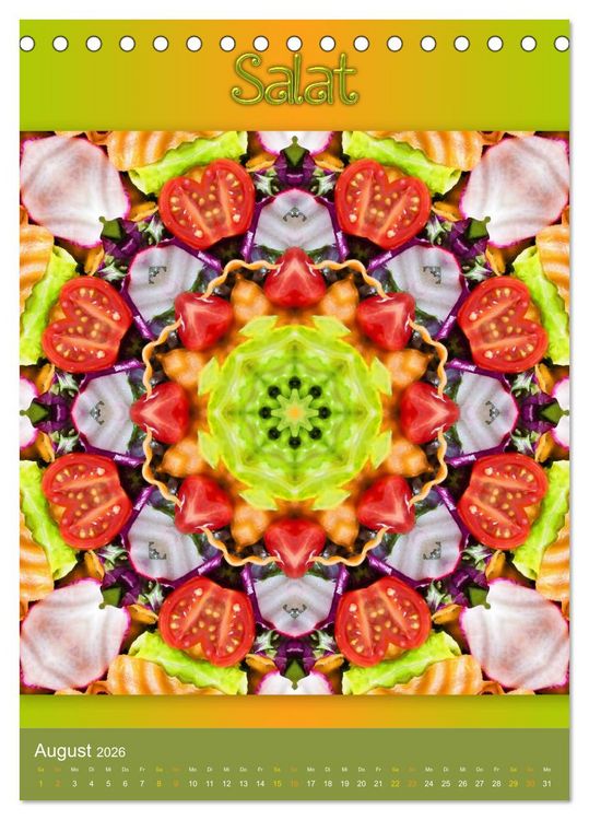 Produktbild: Kulinarische Mandalas (Tischkalender 2026 DIN A5 hoch), CALVENDO Monatskalender