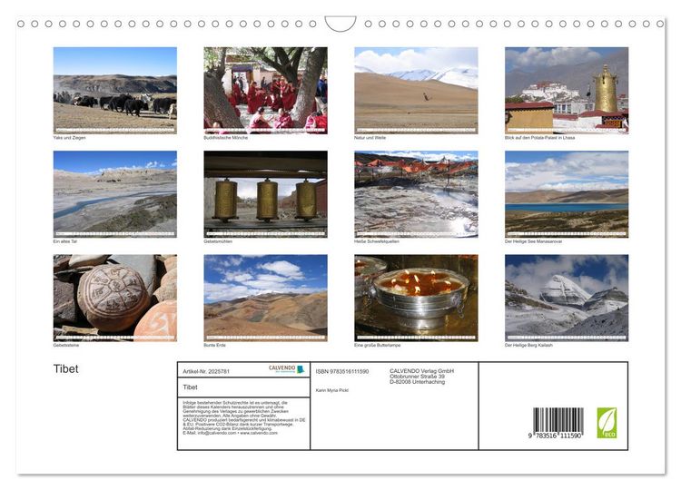 Produktbild: Tibet (Wandkalender 2026 DIN A3 quer), CALVENDO Monatskalender