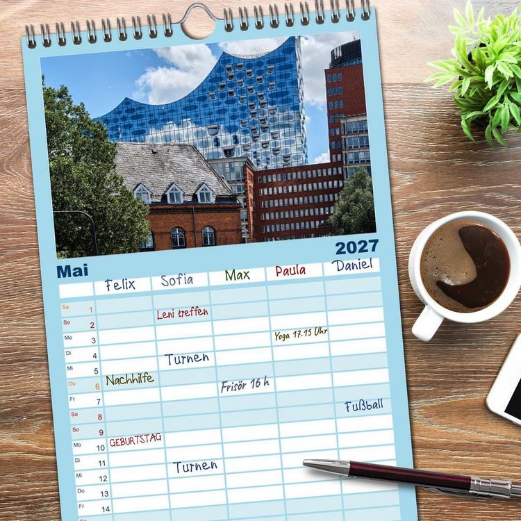 Produktbild: Familienplaner 2027 - Freie Hansestadt Hamburg mit 5 Spalten (Wandkalender, 21 x 45 cm) CALVENDO