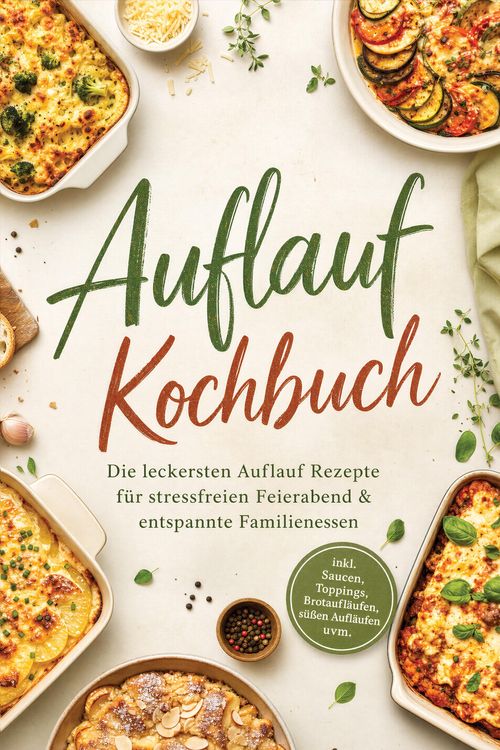 Produktbild: Auflauf Kochbuch: Die leckersten Auflauf Rezepte f&uuml;r stressfreien Feierabend & entspannte Familienessen - inkl. Saucen, Toppings, Brotaufl&auml;ufen, s&uuml;&szlig;en
