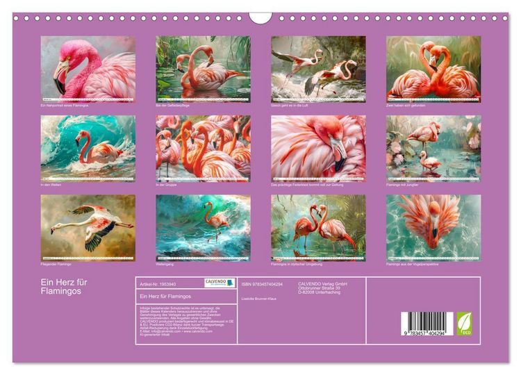 Produktbild: Ein Herz f&uuml;r Flamingos (Wandkalender 2026 DIN A3 quer), CALVENDO Monatskalender