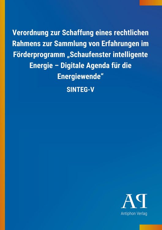 Produktbild: Verordnung zur Schaffung eines rechtlichen Rahmens zur Samml