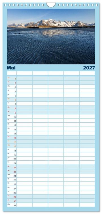 Produktbild: Familienplaner 2027 - Licht des Nordens - LOFOTEN mit 5 Spalten (Wandkalender, 21 x 45 cm) CALVENDO