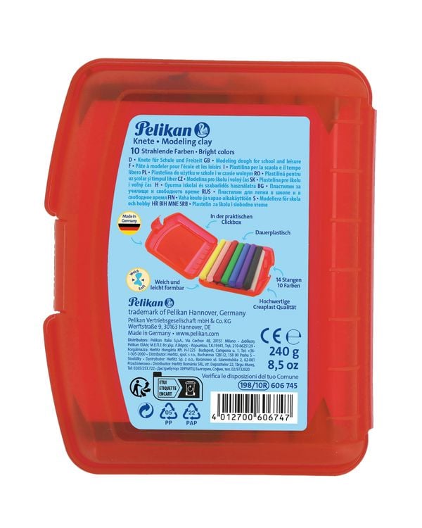 Produktbild: Pelikan Kinderknete Creaplast® 10 Farben im roten Etui, 240g